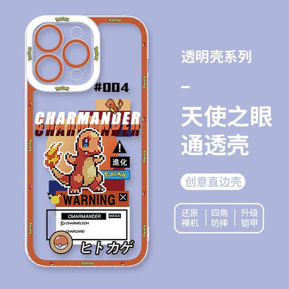 Japan Cartoon Pokemon Game Pixel Version | Bulbasaur Charmander Squirtle Pikachu Eevee Gengar Mew Mewtwo - iPhone Case PLUS SE2 XS XR X 11 12 13 14 15 16 16e 17 17e Pro Promax 12mini 13mini