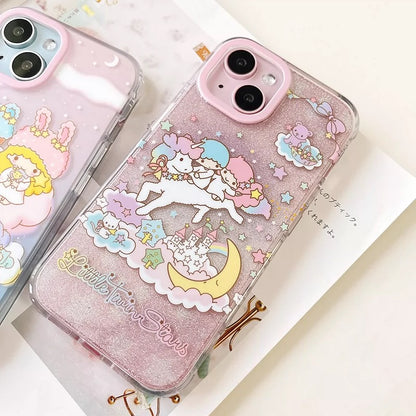 Japanese Cartoon Sanrio Little Twin Star | Cloud Party & Glitter Unicorn - iPhone Case 13 14 15 Pro Promax