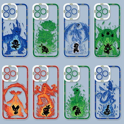 Japan Cartoon Pokemon Evolution Soul Version | Piplup Empoleon Turtwig Torterra Bagon Salamence Chespin Chesnaught Fennekin Delphox Torchic Blaziken Chikorita Meganium Sobble Inteleon - iPhone Case PLUS SE2 12 13 14 15 16 16e 17 17e Pro Promax 12mini 13mini