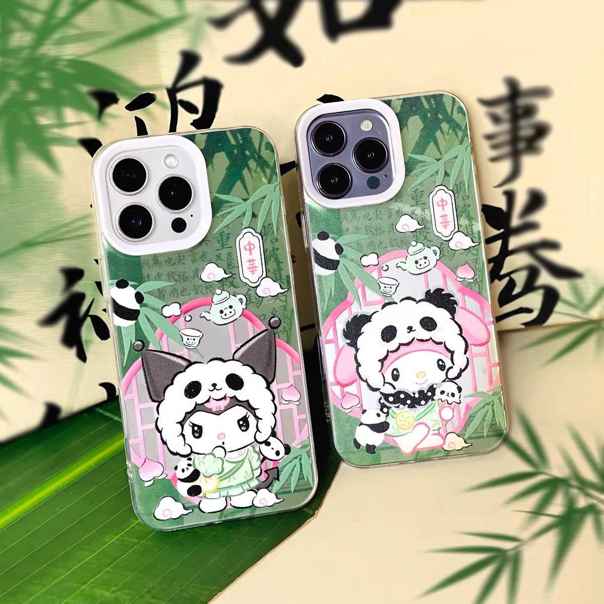 Japanese Cartoon Sanrio Become Panda Laser Case | Hello Kitty My Melody Kuromi Cinnamoroll Pompompurin Hangyodon 6 Styles - iPhone Case 11 12 13 14 15 16 16e 17 17e Pro Promax