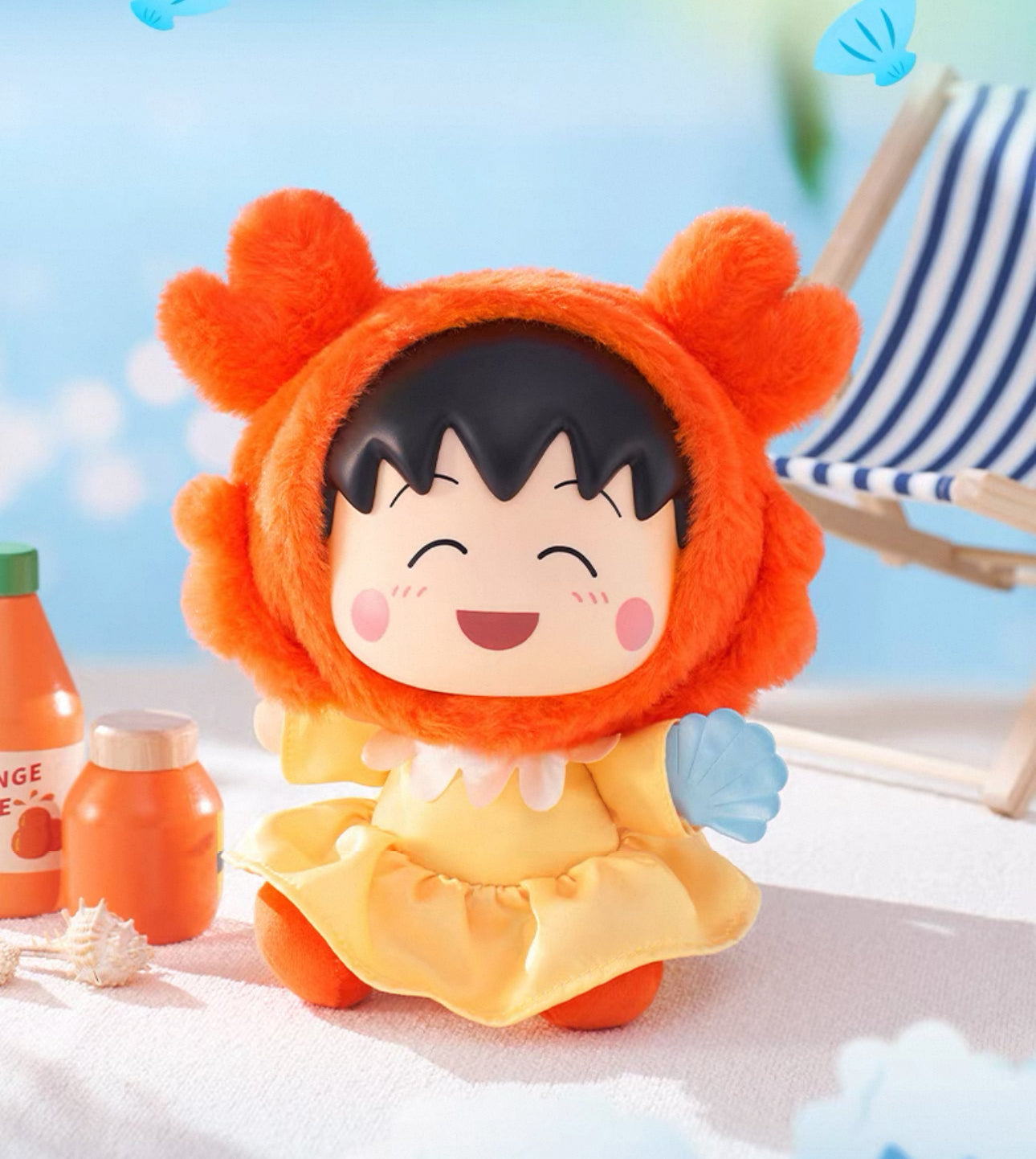 Chibi Maruko Chan Spring Lovely Day Part 1 Series Vinyl Plush Doll | Cherry Crab Cuttlefish Octopus Rabbit - Vinyl Face Plush Doll Figure Keychain Collectable Toys Mystery Blind Box KawaiiGiftLand