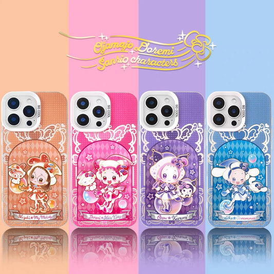 Japanese Cartoon Sanrio x Magical DoReMi  Laser Case | Hello Kitty My Melody Kuromi Cinnamoroll 4 Styles - iPhone Case 11 12 13 14 15 16 16e 17 17e Pro Promax