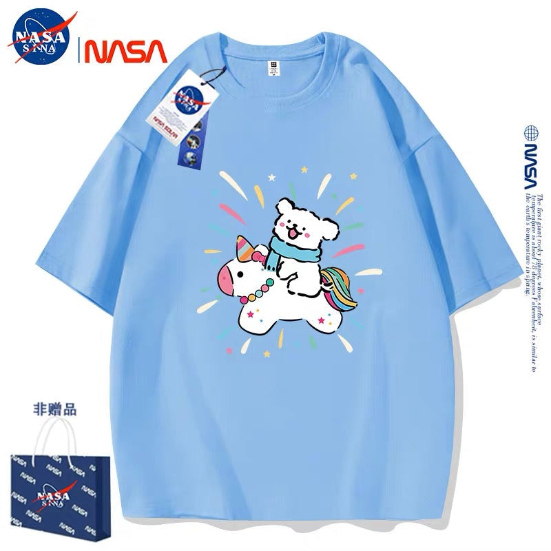 Cute Cartoon Doggie Maltese Puppy Style T-Shirt Series | Ride on Unicorn Part2 - Kawaii Fashion Items for Child & Adult Matching outfits for Parents and Children