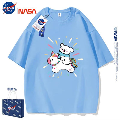 Cute Cartoon Doggie Maltese Puppy Style T-Shirt Series | Ride on Unicorn Part2 - Kawaii Fashion Items for Child & Adult Matching outfits for Parents and Children