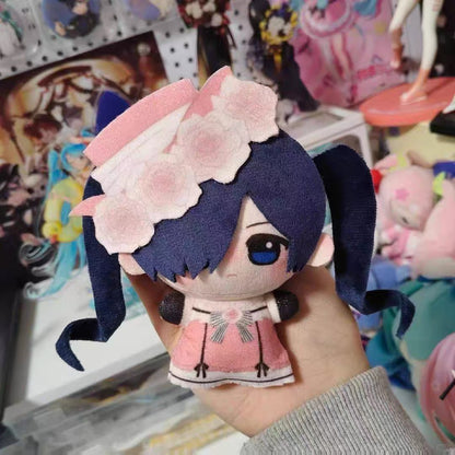 Japanese Anime Black Butler Kuro Shitsuji Keychain | Ciel Sebastian with Sound Cute Kawaii 10cm Nunu Doll - Cute Kawaii Item