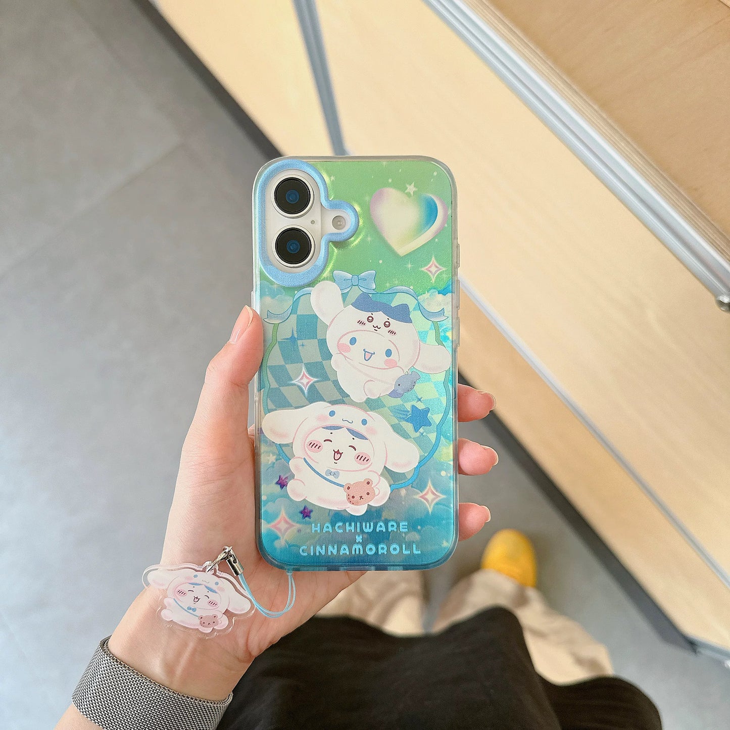 Japanese Cartoon Sanrio X Chiikawa Phone Case with Strap | Laser Kitty Chiikawa Cinnamoroll Hachiware Pompompurin Usagi - Phone Case Samsung Galaxy S25 S24 S23 S22 S21 FE Ultra Edge