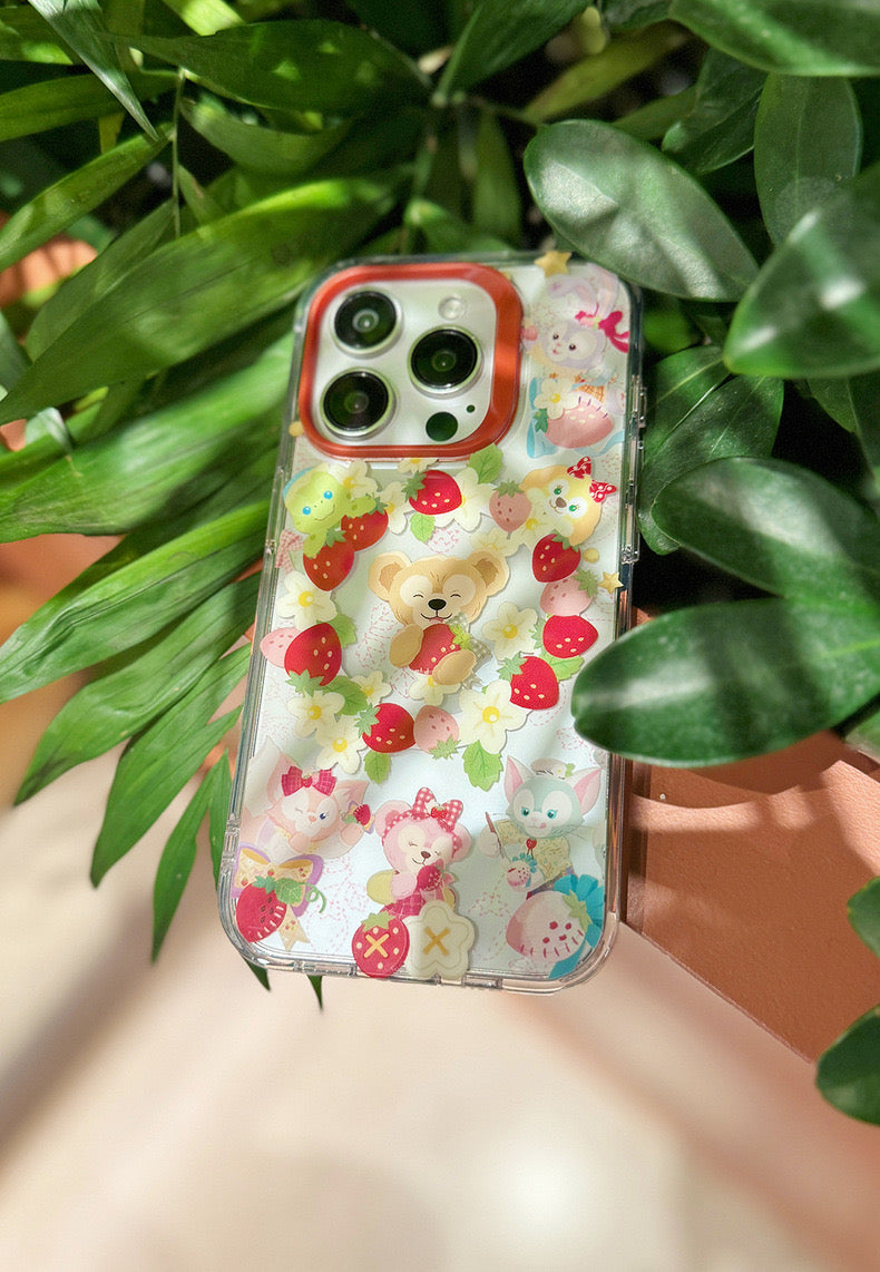 Japanese Cartoon Teddy Bear StellaLou ShellieMay | Strawberry Parrty iPhone Case 13 14 15 Pro Promax