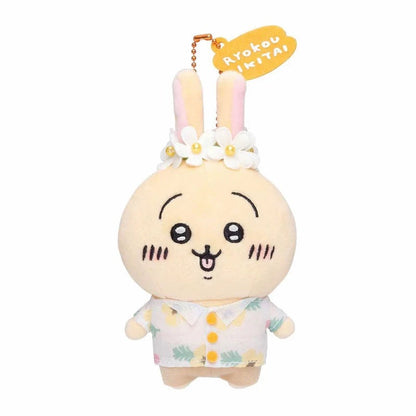 Japan Chiikawa X Travel Series| ChiiKawa Hachiware Usagi - Mini Plush Doll Keychain