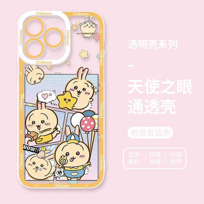 Japanese Cartoon Comic Outing Version | Chiikawa Hachiware Usagi Momonga - iPhone Case PLUS SE2 XS XR X 11 12 13 14 15 16 16e 17 17e Pro Promax 12mini 13mini