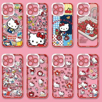 Japanese Cartoon Hello Kitty | Vintage Kitty Red Version - iPhone Case PLUS SE2 XS XR X 11 12 13 14 15 16 16e 17 17e Pro Promax 12mini 13mini