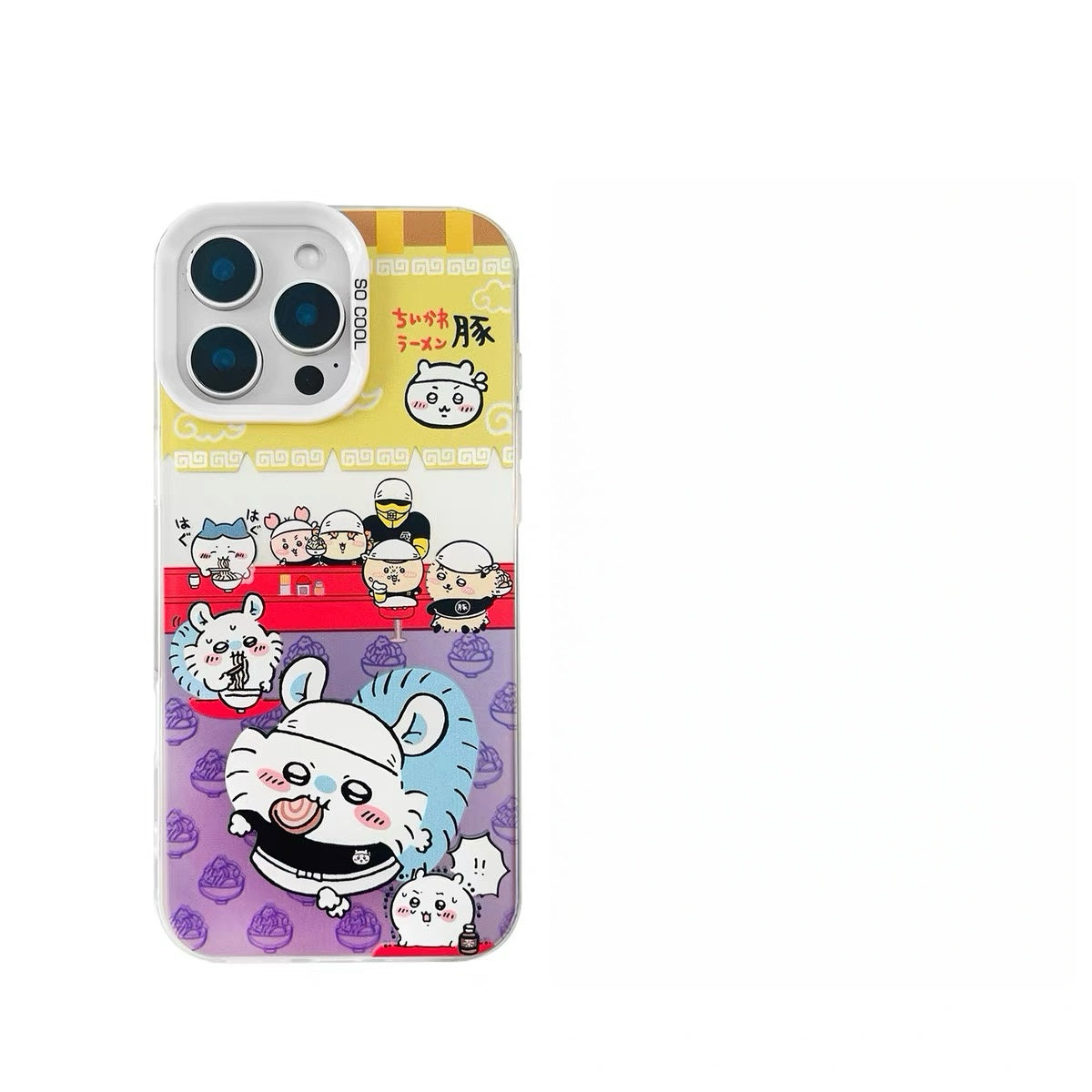 Japanese Cartoon ChiiKawa Pork Ramen Restaurant Laser Case | ChiiKawa Hachiware Usagi Momonga - iPhone Case 11 12 13 14 15 16 16e 17 17e Pro Promax