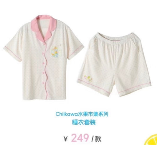 ChiiKawa X Miniso Fruit Market Series Pop Store Limited | Pajamas Set Pink Dot - Kawaii Items Room Decoration doll