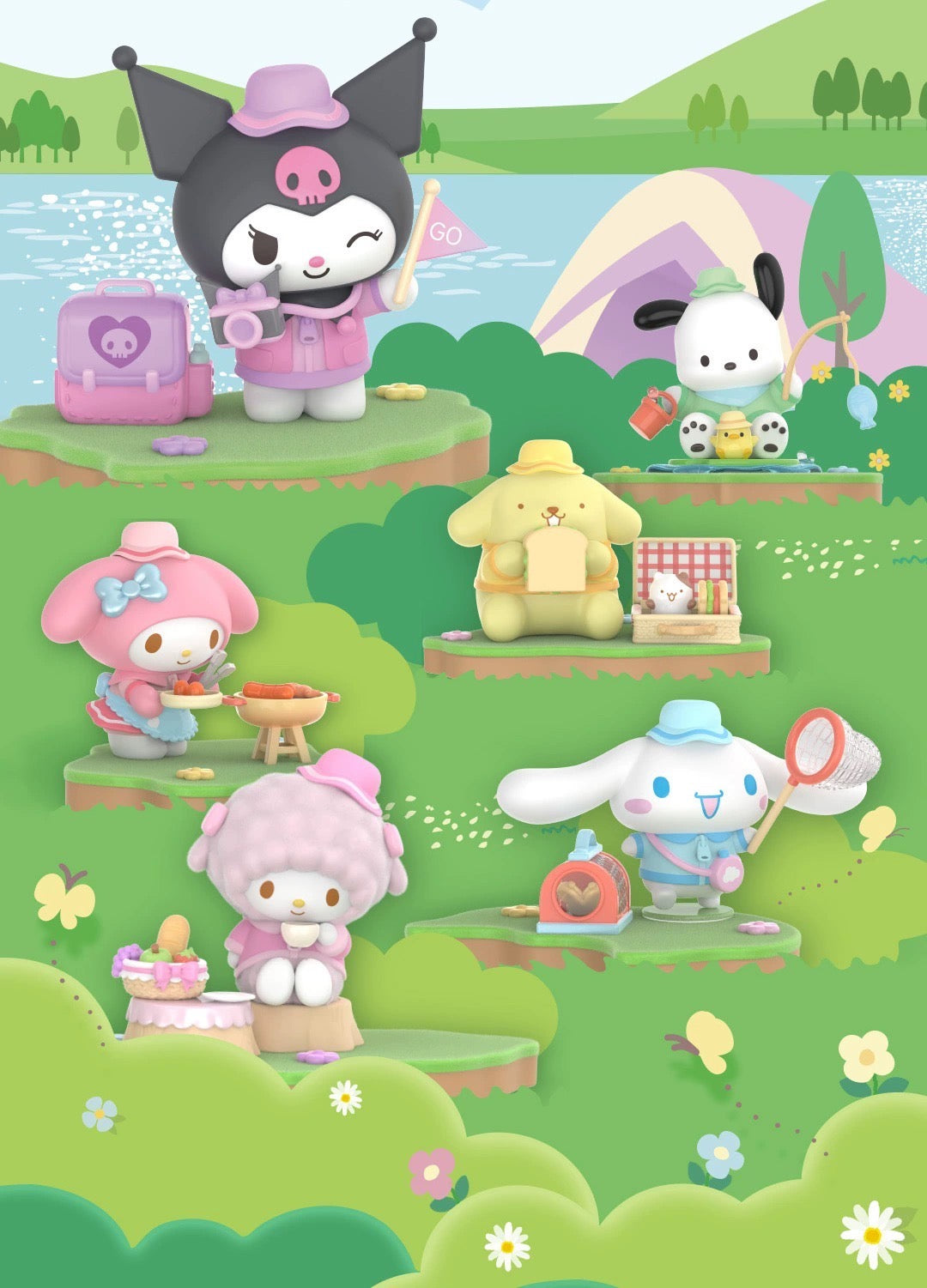 Top Toy x Sanrio Characters Camping Friends | My Melody Piano Kuromi Cinnamoroll Pompompurin Pochocca - Collectable Toys Mystery Blind Box
