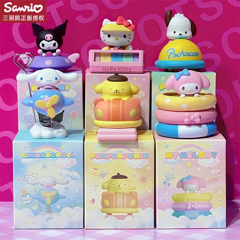 Top Toy x Sanrio Characters Amusement Park Desk Items | Hello Kitty My Melody Kuromi Cinnamoroll Pompompurin Pochocca - Collectable Toys Mystery Kawaii Stationery