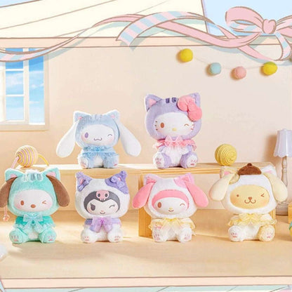 TopToy Sanrio Characters Play with Kittens | Hello Kitty My Melody Kuromi Cinnamoroll Pompompurin Pochacco Pastel Cat - Collectable Toys Mystery Blind Box
