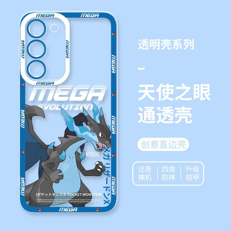 Japan Cartoon Pokemon Mega Evolution | Rayquaza Lucario Gengar Charizard X Y Tyranitar Scizor Metagross - Phone Case Samsung Galaxy S26 S25 S24 S23 S22 S21 FE Ultra Edge
