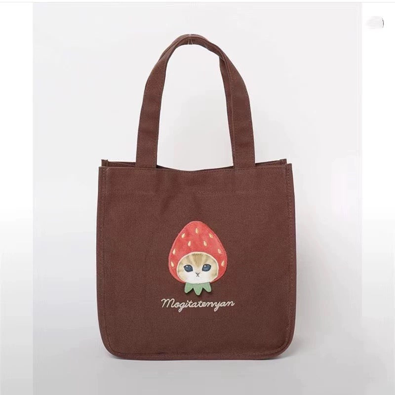 Japan Artist Mofusand Cat Neko Hand Bag | Shark Shrimp Tempura Strawberry - Lunch Mini Tote Bag