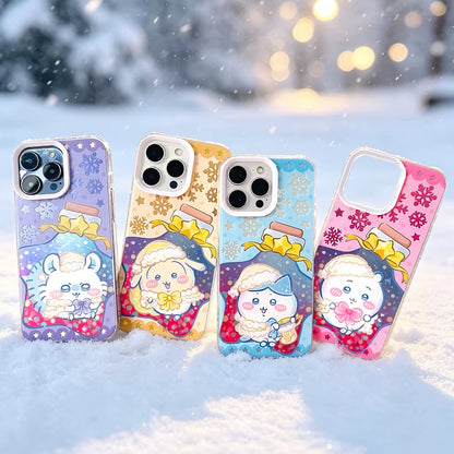 Japanese Cartoon ChiiKawa Winter Star Wish Laser Case | Chiikawa Hachiware Usagi Momonga Furuhonya 5 Styles - Phone Case Samsung Galaxy S26 S25 S24 S23 S22 S21 FE Ultra Edge