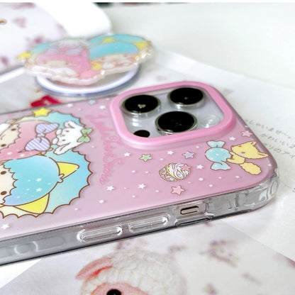 Japanese Cartoon Sanrio Little Twin Star with Heart - iPhone Case 13 14 15 Pro Promax