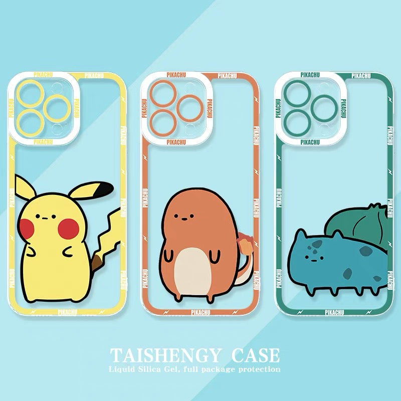 Japan Cartoon Pokemon Cute & Fighting Drawing Style | Pikachu Charmander Squirtle Bulbasaur Charizard Blastoise Venusaur - iPhone Case PLUS SE2 XS XR X 11 12 13 14 15 16 16e 17 17e Pro Promax 12mini 13mini