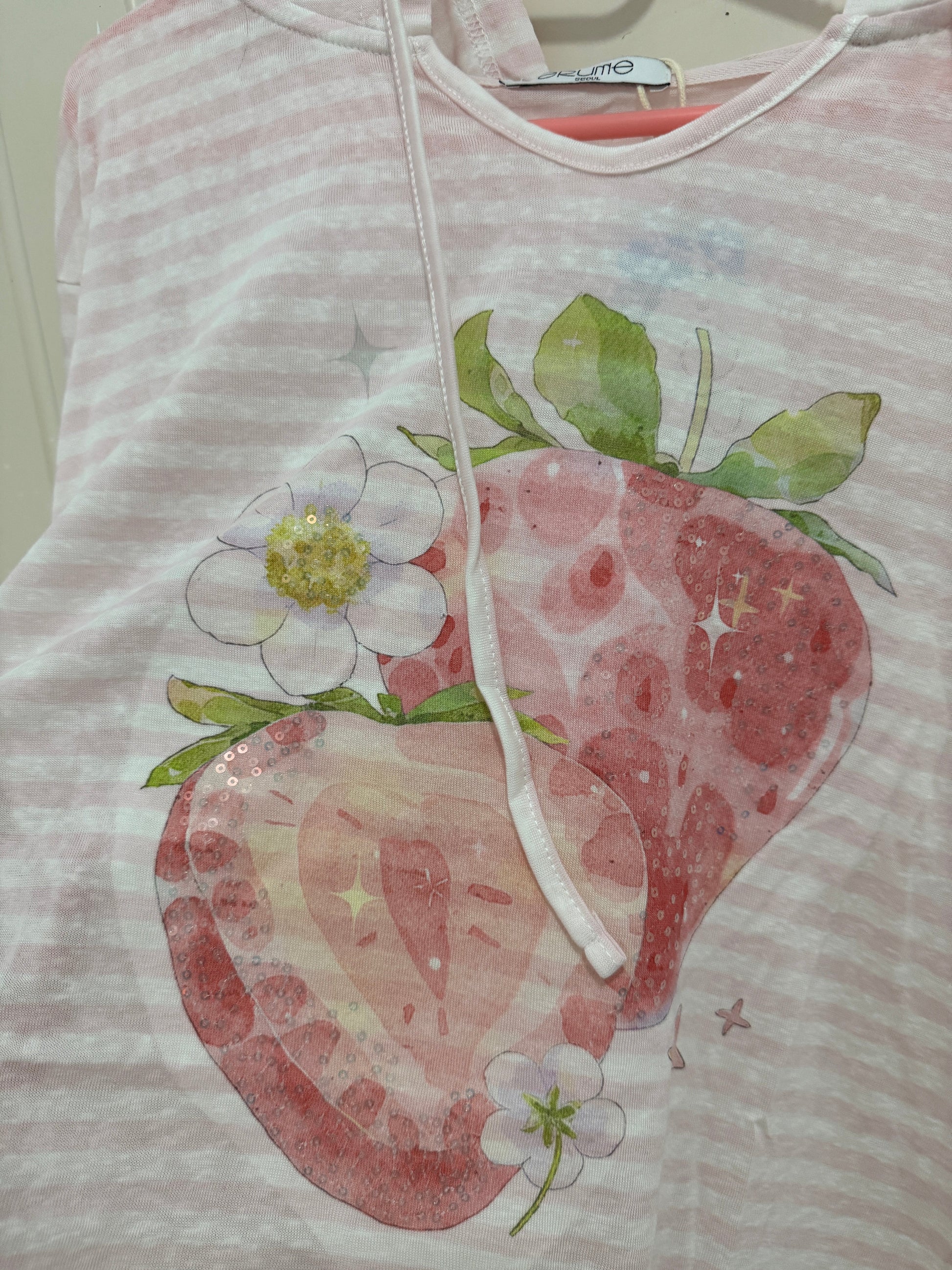 Korean Fashion Cute Fruits Style Long-sleeved Sun Protection T-Shirt Series | Strawberry Hoodie - Kawaii Fashion Items