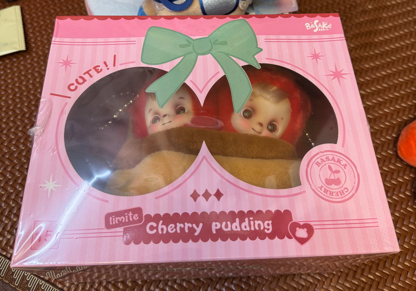 Top Toy X Basaka Part 1 Series Plush Pendant | Special Limited Cherry Pudding with Bag - Vinyl Face Plush Doll Figure Keychain Collectable Toys Mystery Blind Box
