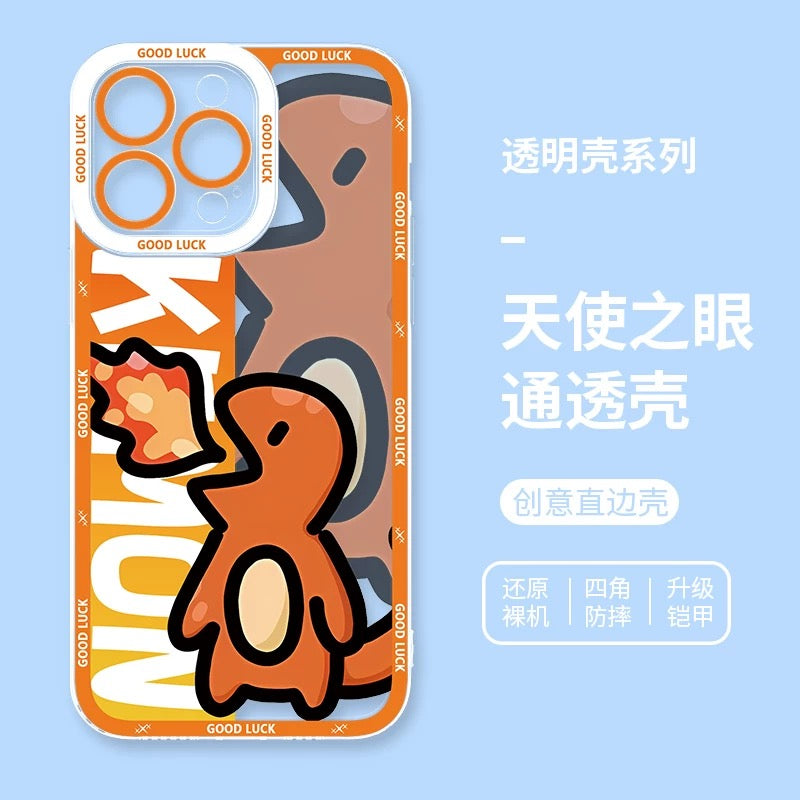 Japan Cartoon Pokemon Fatty Cute Drawing | Pikachu Gengar Squirtle Psyduck Bulbasaur Charmander Eevee Gible - iPhone Case PLUS SE2 XS XR X 11 12 13 14 15 16 16e 17 17e Pro Promax 12mini 13mini