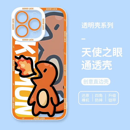 Japan Cartoon Pokemon Fatty Cute Drawing | Pikachu Gengar Squirtle Psyduck Bulbasaur Charmander Eevee Gible - iPhone Case PLUS SE2 XS XR X 11 12 13 14 15 16 16e 17 17e Pro Promax 12mini 13mini
