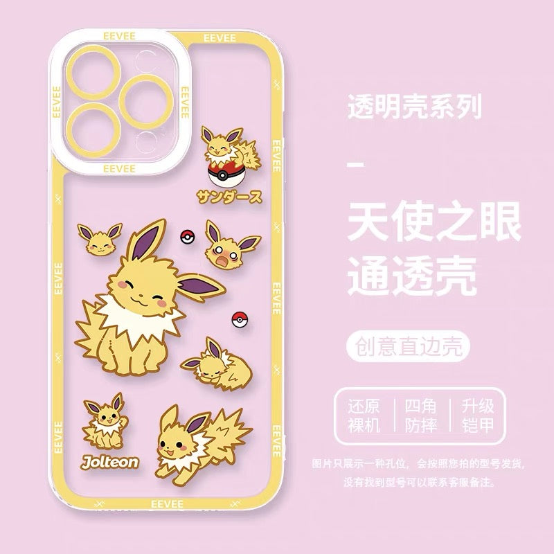 Japanese Cartoon Pokemon Case Eevee Evolution Cute Emo Version | Eevee Vaporeon Jolteon Flareon Espeon Umbreon Leafeon Glaceon Sylveon 9 Styles - iPhone Case PLUS SE2 XS XR X 11 12 13 14 15 16 16e 17 17e Pro Promax 12mini 13mini