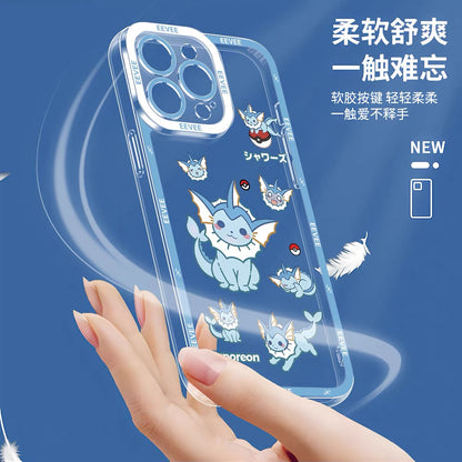 Japanese Cartoon Pokemon Case Eevee Evolution Cute Emo Version | Eevee Vaporeon Jolteon Flareon Espeon Umbreon Leafeon Glaceon Sylveon 9 Styles - iPhone Case PLUS SE2 XS XR X 11 12 13 14 15 16 16e 17 17e Pro Promax 12mini 13mini