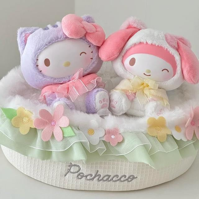 TopToy Sanrio Characters Play with Kittens | Hello Kitty My Melody Kuromi Cinnamoroll Pompompurin Pochacco Pastel Cat - Collectable Toys Mystery Blind Box
