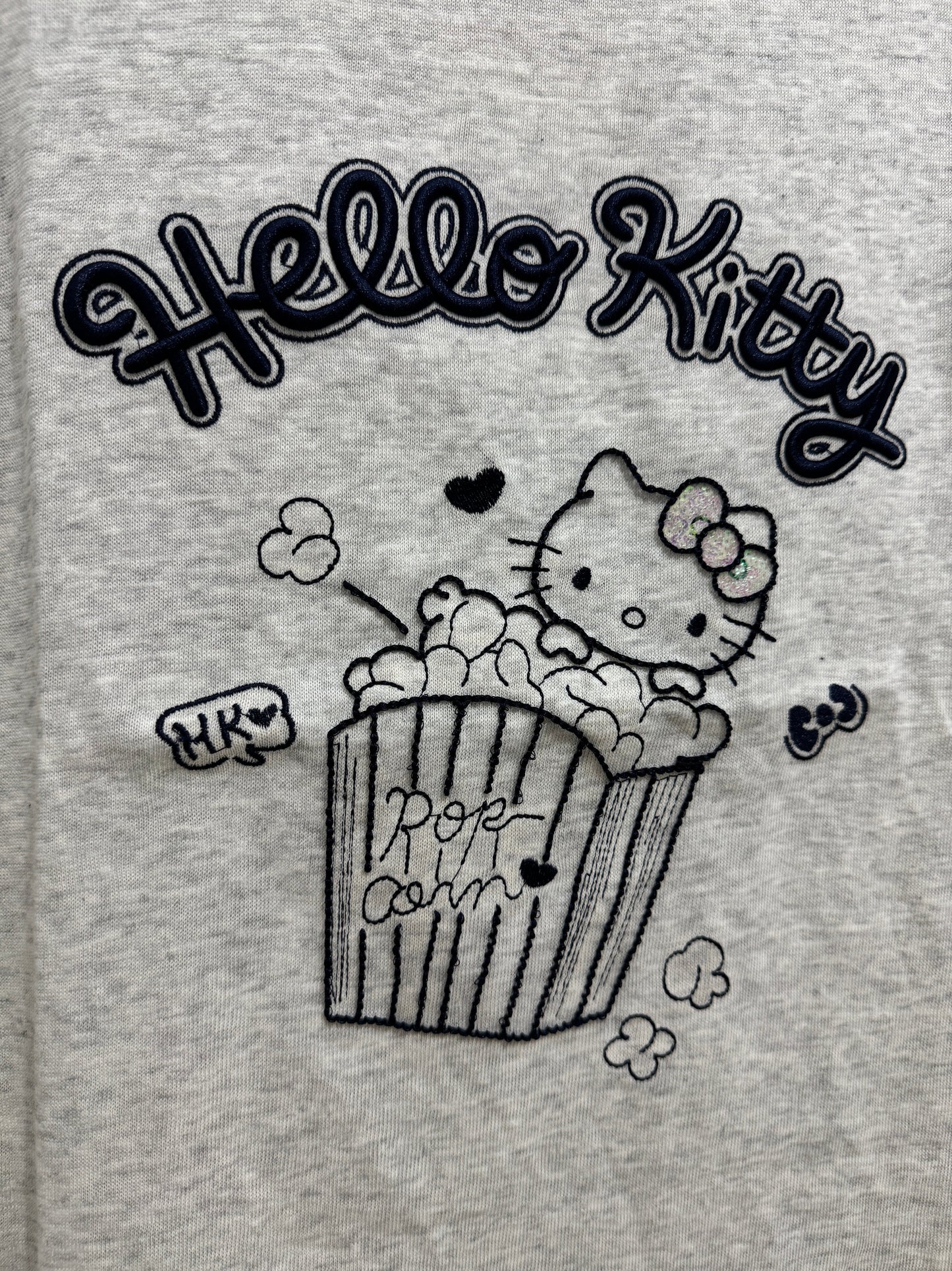 Korean Fashion Cute Cartoon Style T-Shirt Series | Bling Bling Embroidery Popcorn Hello Kitty - Kawaii Fashion Items