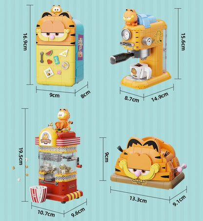 Pan Tasy x Garfield Family | Vintage Coffee Machine - Lovely Cat Exotic Shorthair Building Blocks Toy Collections
