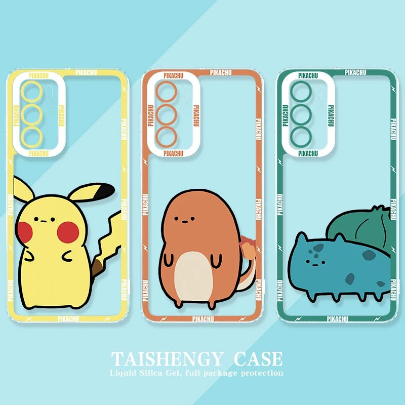 Japan Cartoon Pokemon Cute & Fighting Drawing Style | Pikachu Charmander Squirtle Bulbasaur Charizard Blastoise Venusaur - Phone Case Samsung Galaxy S26 S25 S24 S23 S22 S21 FE Ultra