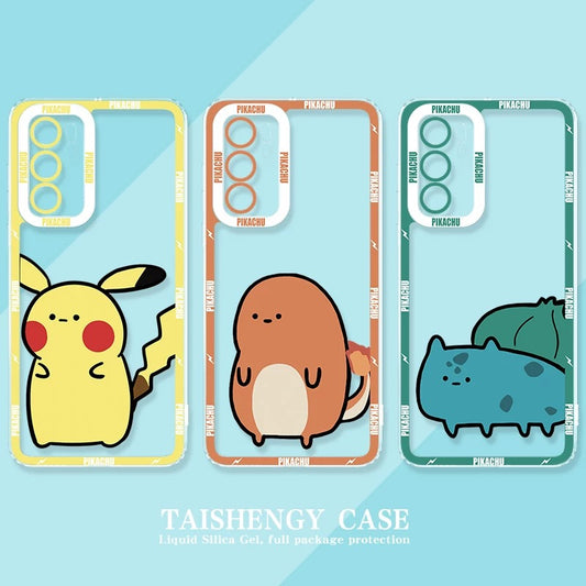 Japan Cartoon Pokemon Cute & Fighting Drawing Style | Pikachu Charmander Squirtle Bulbasaur Charizard Blastoise Venusaur - Phone Case Samsung Galaxy S26 S25 S24 S23 S22 S21 FE Ultra