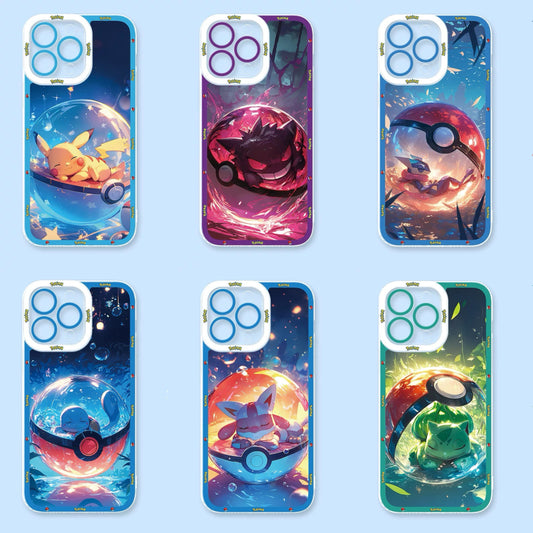 Japan Cartoon Pokemon Sweet Dream in Pokeball | Pikachu Gengar Greninja Squirtle Lucario Bulbasaur  - iPhone Case PLUS SE2 XS XR X 11 12 13 14 15 16 16e 17 17e Pro Promax 12mini 13mini