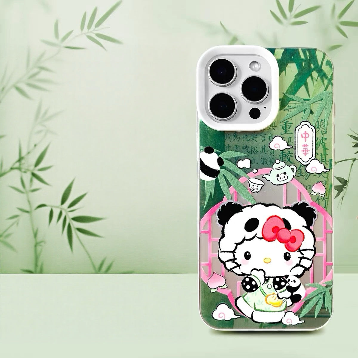Japanese Cartoon Sanrio Become Panda Laser Case | Hello Kitty My Melody Kuromi Cinnamoroll Pompompurin Hangyodon 6 Styles - iPhone Case 11 12 13 14 15 16 16e 17 17e Pro Promax