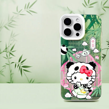Japanese Cartoon Sanrio Become Panda Laser Case | Hello Kitty My Melody Kuromi Cinnamoroll Pompompurin Hangyodon 6 Styles - iPhone Case 11 12 13 14 15 16 16e 17 17e Pro Promax