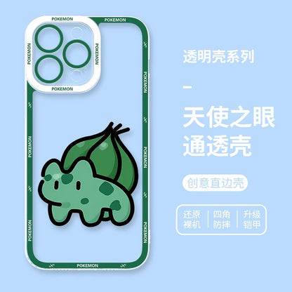 Japan Cartoon Pokemon Simple Cute Drawing | Pikachu Gible Bulbasaur Squirtle Snoriax Psyduck Jigglypuff Charmander- iPhone Case PLUS SE2 XS XR X 11 12 13 14 15 16 16e 17 17e Pro Promax 12mini 13mini
