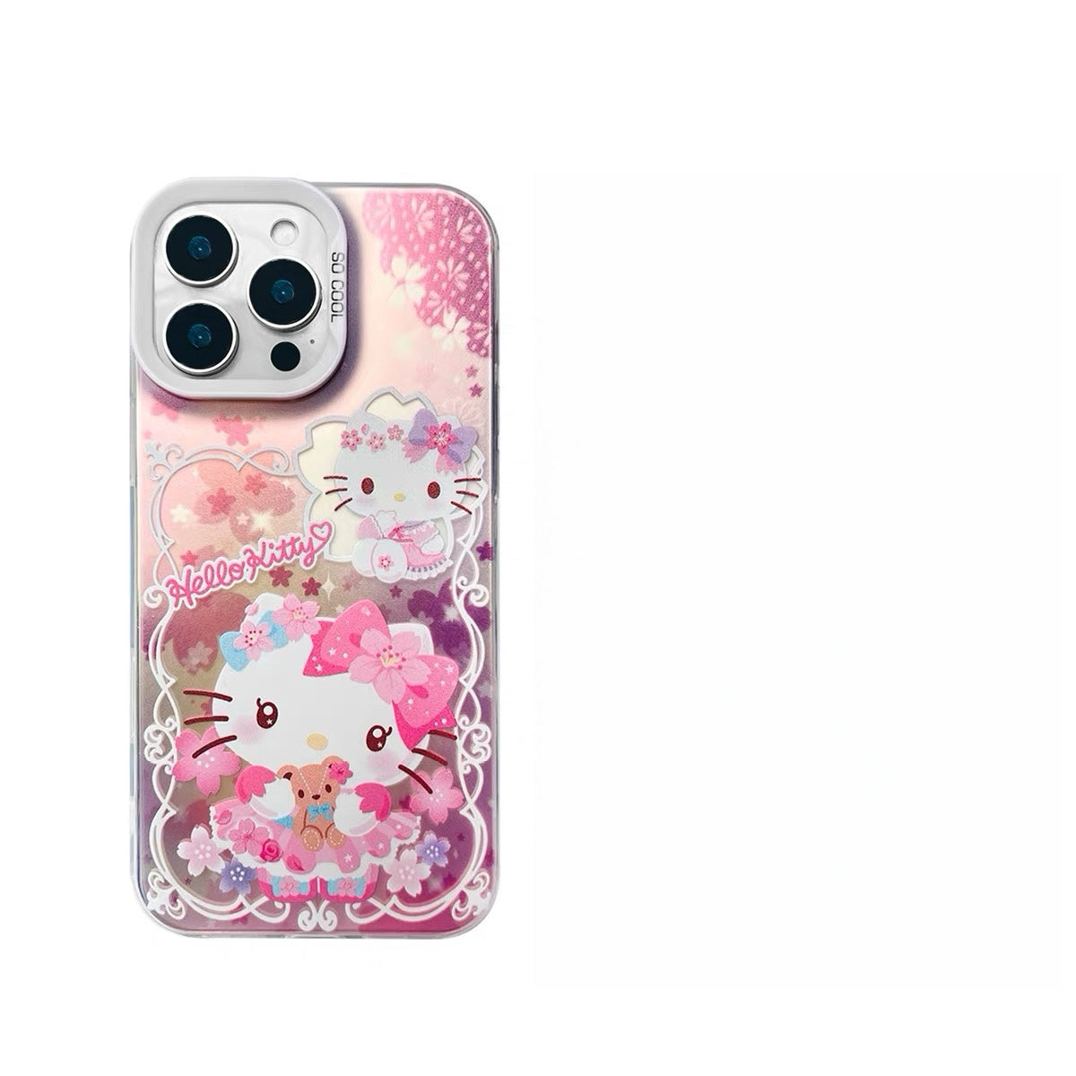 Japanese Cartoon Sanrio Sakura Laser Case | Hello Kitty My Melody Kuromi Cinnamoroll 4 Styles - iPhone Case 11 12 13 14 15 16 16e 17 17e 18 Pro Promax
