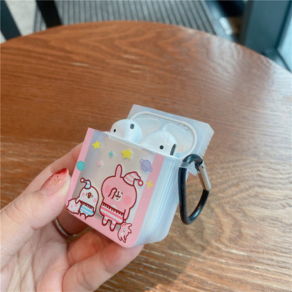 Japanese Cartoon Kanahei | Sleepy Party Pajamas Pink Rabbit and White Chicken - AirPods AirPodsPro AirPods3 Case Pink and White