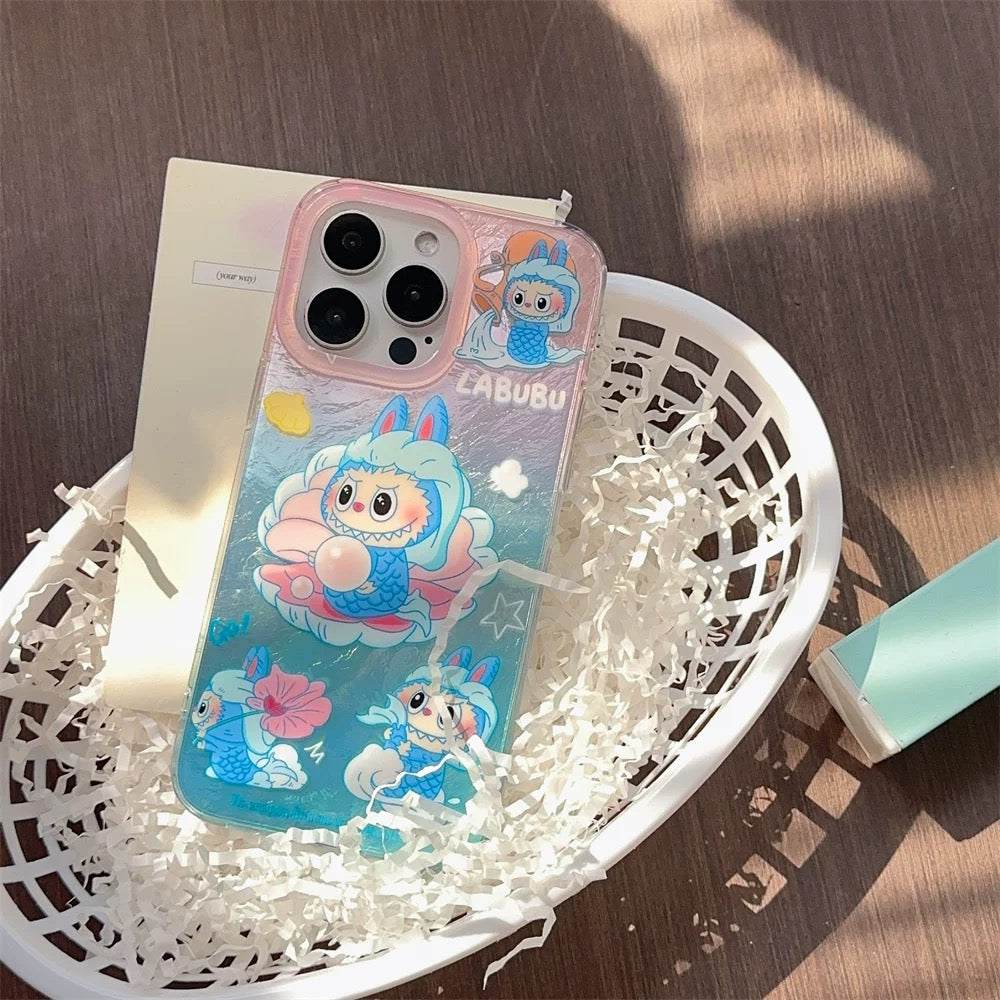 Cute Cartoon Labubu Zimomo Little Mermaid with Pearl - iPhone Case 12 13 14 15 16 Pro Promax