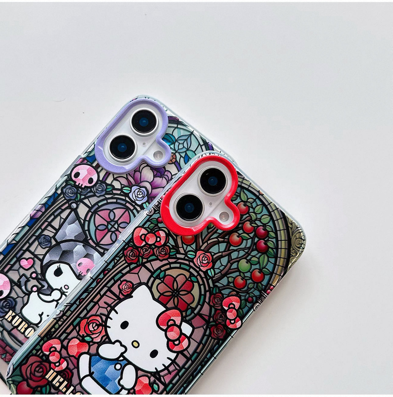 Japanese Cartoon Sanrio iPhone Case with Strap | Laser Glass Window Hello Kitty My Melody Kuromi Cinnamoroll - iPhone Case 7 8 PLUS SE2 XS XR X 11 12 13 14 15 Pro Promax 12mini 13mini