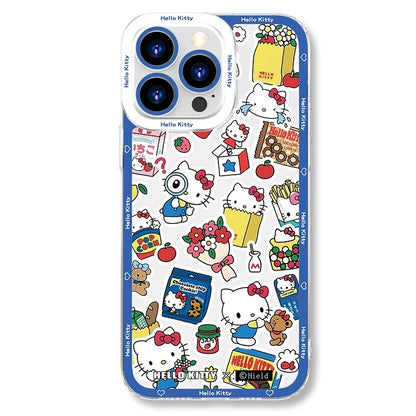 Japanese Cartoon Hello Kitty | Vintage Kitty Blue Version - iPhone Case PLUS SE2 XS XR X 11 12 13 14 15 16 16e 17 17e Pro Promax 12mini 13mini