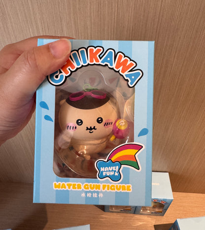 ChiiKawa X Miniso Hot Summer Series | ChiiKawa Hachiware Usagi Momonga Kurimanju Rakko Shisa Playing Water Gun Cute Plastic Doll Keychain - Kawaii Items Room Decoration Doll