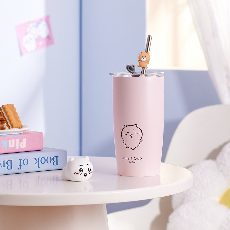 ChiiKawa X Miniso | ChiiKawa Hachiware Usagi Metal Water Cup With Straw - Kawaii Item Decoration