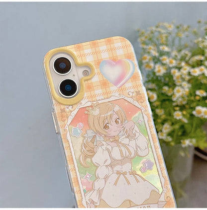 Japanese Cartoon Puella Magi Madoka Magica Laser Case | Madoka Miki Tomoe Sakura Akemi - iPhone Case PLUS SE2 11 12 13 14 15 16 16e 17 17e Pro Promax 12mini 13mini