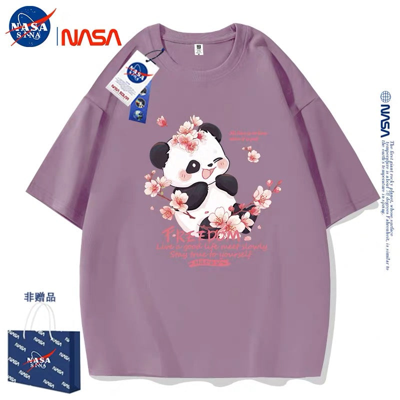 Cute Animals Panda Style T-Shirt Series | Smile Panda with Flower Part2 - Kawaii Fashion Items for Child & Adult