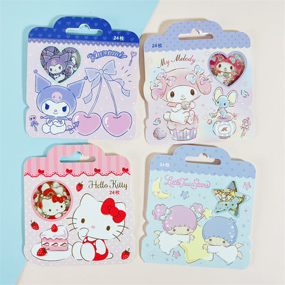 Sanrio Sweet Party Stickers Set | Hello Kitty My Melody Kuromi Little Twin Stars - Set of 24pcs