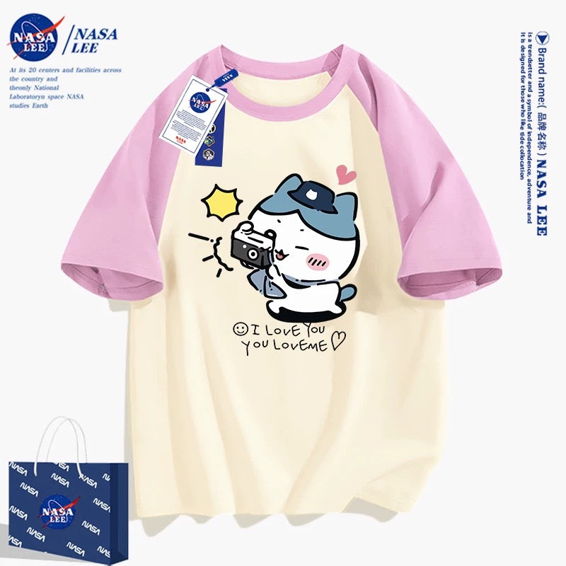 Japanese Cartoon ChiiKawa Casual Style T-Shirt Series | Hachiware Happy Picnic with Camera 2 - Kawaii Fashion Items